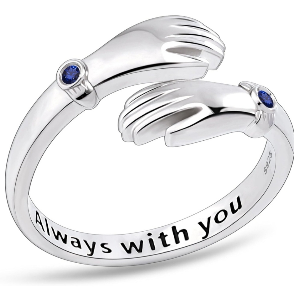 Sapphire/Moissanite 925 Sterling Silver Ring Adjustable